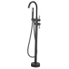 Saniverre Robinet mitigeur colonne sur pied MATY chrome Noir pour baignoire îlot -
