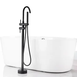Saniverre Robinet mitigeur colonne sur pied MATY chrome Noir pour baignoire îlot -