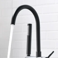 Saniverre Robinet mitigeur colonne sur pied MATY chrome Noir pour baignoire îlot -
