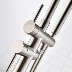 Saniverre Robinet mitigeur colonne sur pied MATY chrome brossé pour baignoire îlot -