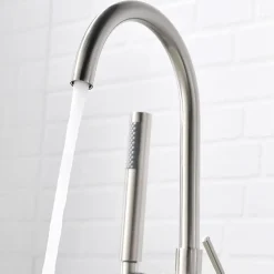 Saniverre Robinet mitigeur colonne sur pied MATY chrome brossé pour baignoire îlot -