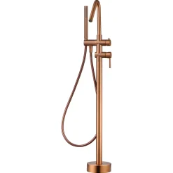 Robinet De Baignoire|Imex Robinet Mitigeur de Baignoire sur Pied Or Rose Cuivré Brossé CORCEGA BBECO1/ORC