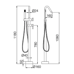 Robinet De Baignoire|Imex Robinet Mitigeur de Baignoire sur Pied Or Rose Cuivré Brossé CORCEGA BBECO1/ORC