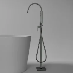 Robinet De Baignoire|Bernstein Robinet Mitigeur de baignoire design sur pieds 112x5x25cm (HxLxP) acier inoxydable et laiton - NT3311 2.0