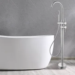 Colonne De Baignoire|Bellegno Robinet mitigeur de baignoire sur pied BAGNO acier brossé