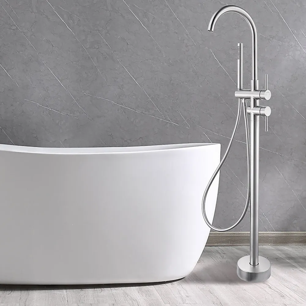 Colonne De Baignoire|Bellegno Robinet mitigeur de baignoire sur pied BAGNO acier brossé