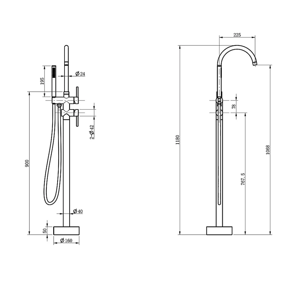 Colonne De Baignoire|Bellegno Robinet mitigeur de baignoire sur pied BAGNO acier brossé
