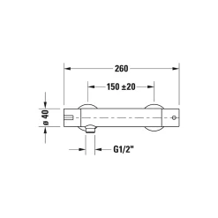Duravit Robinet mitigeur de douche thermostatique, Chrome - 26x11,4x6cm - B.2