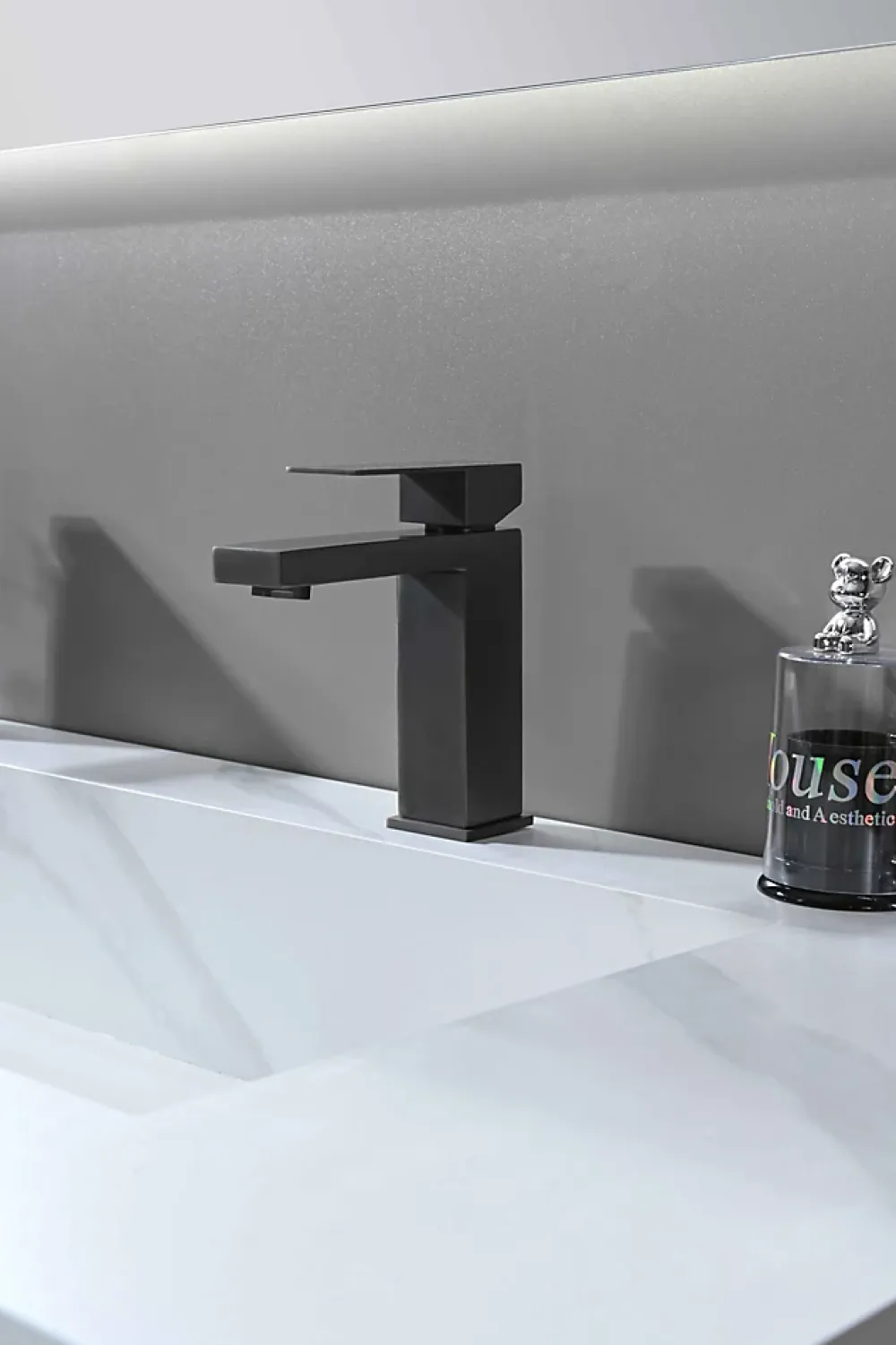 Robinet Lavabo Et Vasque|Luxury Bain Robinet, mitigeur de lavabo pour salle de bain carré (Gris brossé) LuxuryBain