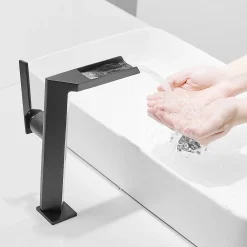 Robinet Lavabo Et Vasque|Saniverre Robinet mitigeur haut CEZIO XL bec cascade chrome Noir mat -