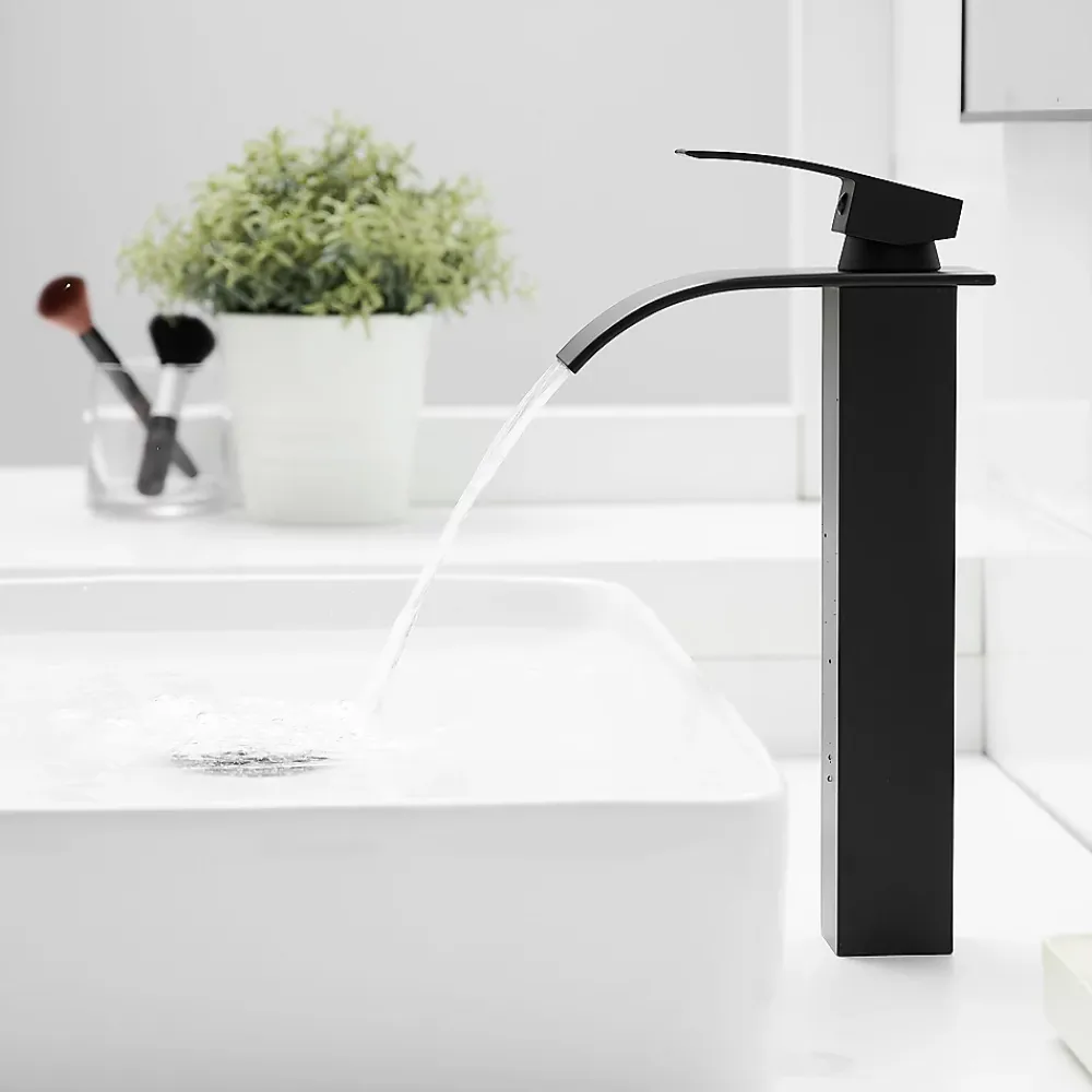 Saniverre Robinet mitigeur haut TIBRE XL bec cascade noir chromé -
