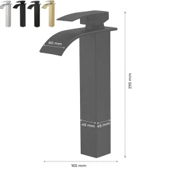 Saniverre Robinet mitigeur haut TIBRE XL bec cascade noir chromé -