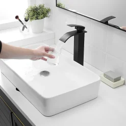 Saniverre Robinet mitigeur haut TIBRE XL bec cascade noir chromé -