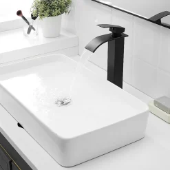 Saniverre Robinet mitigeur haut TIBRE XL bec cascade noir chromé -