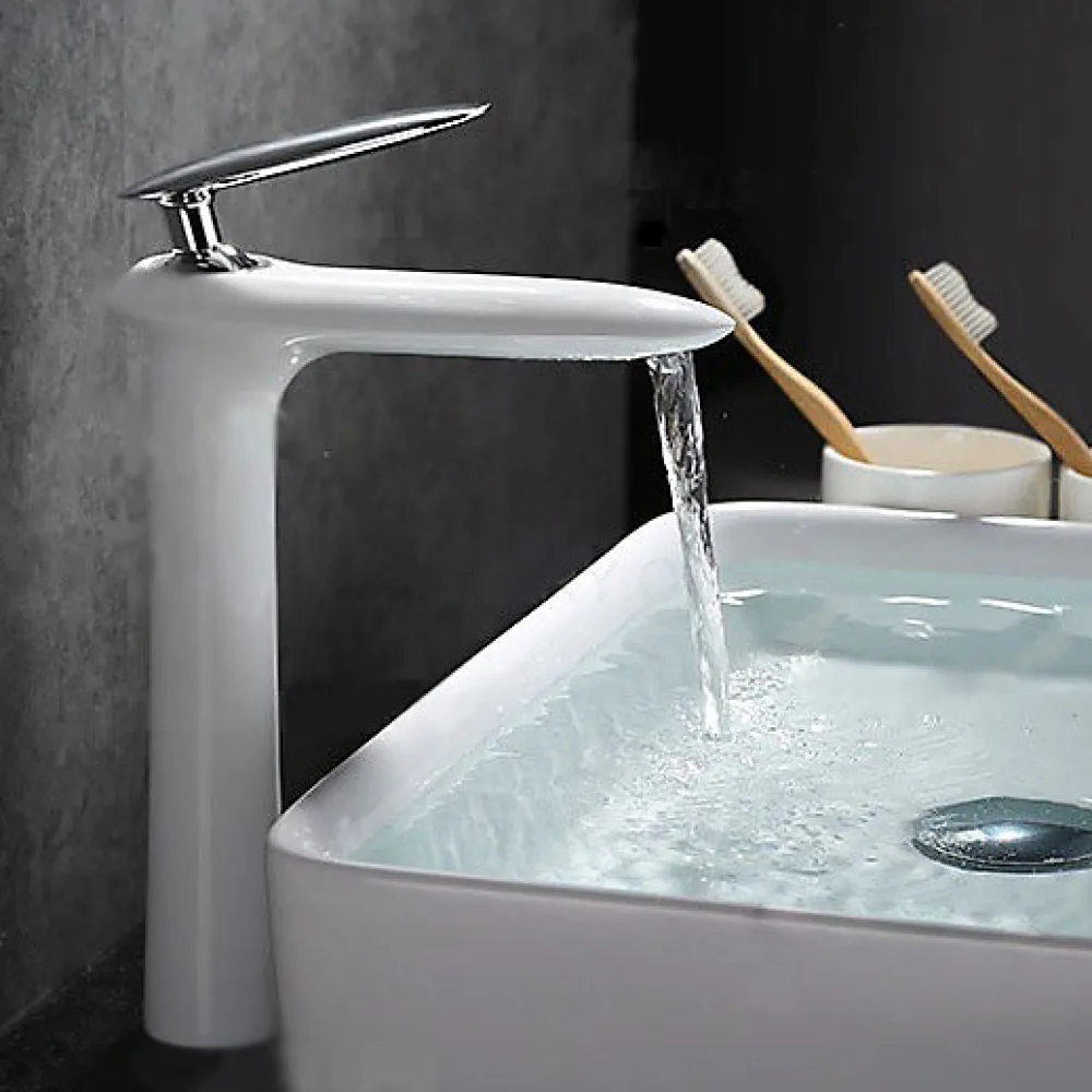 Robinet Lave-Mains|Kroos Robinet mitigeur lavabo haut moderne Blanc - Castor