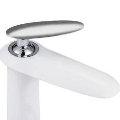 Robinet Lave-Mains|Kroos Robinet mitigeur lavabo haut moderne Blanc - Castor