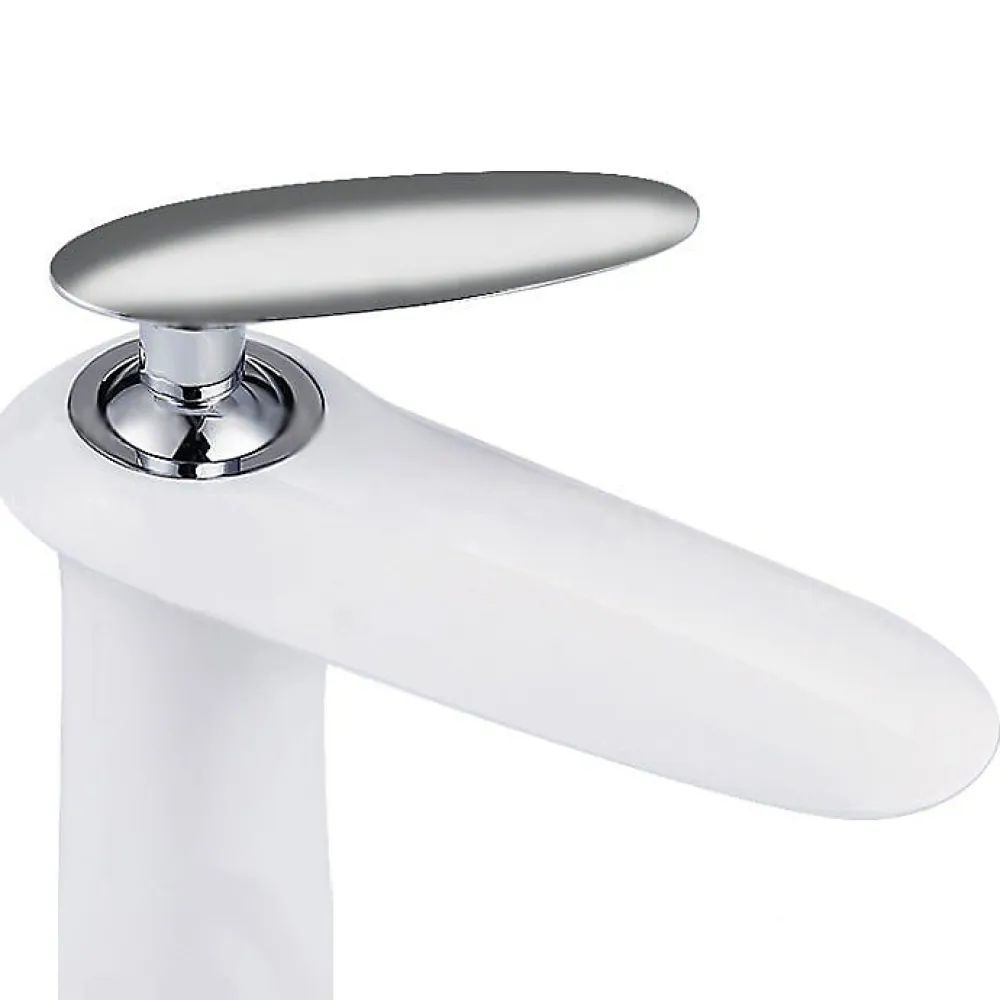 Robinet Lave-Mains|Kroos Robinet mitigeur lavabo haut moderne Blanc - Castor