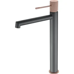 Imex Products Robinet mitigeur monocommande TOUCHER à poser pour lavabo version haute (1 trou) Gris mat - Champagne Robinet à poser (sur vasque