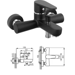 Ferro Robinet mitigeur mural de baignoire ALGEO BLACK noir - SANIVERRE