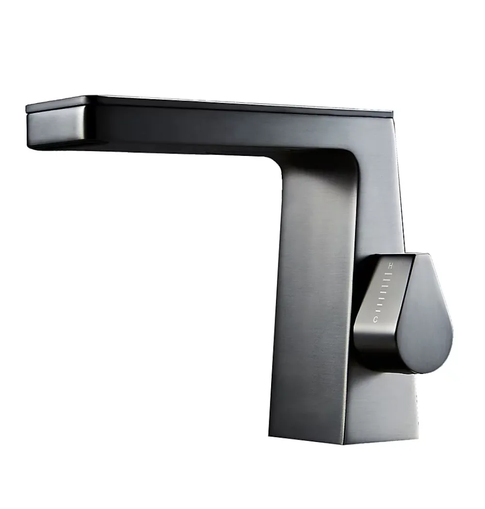 Bernstein Robinet mitigeur pour lavabo ou vasque NT7320 effet cascade - noir mat, gun métal ou blanc mat Gun métal