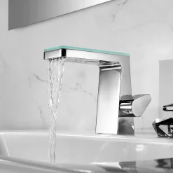 Bernstein Robinet mitigeur pour lavabo ou vasque NT7320 effet cascade - chrome et verre