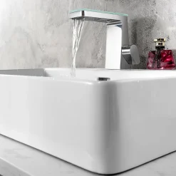Bernstein Robinet mitigeur pour lavabo ou vasque NT7320 effet cascade - chrome et verre