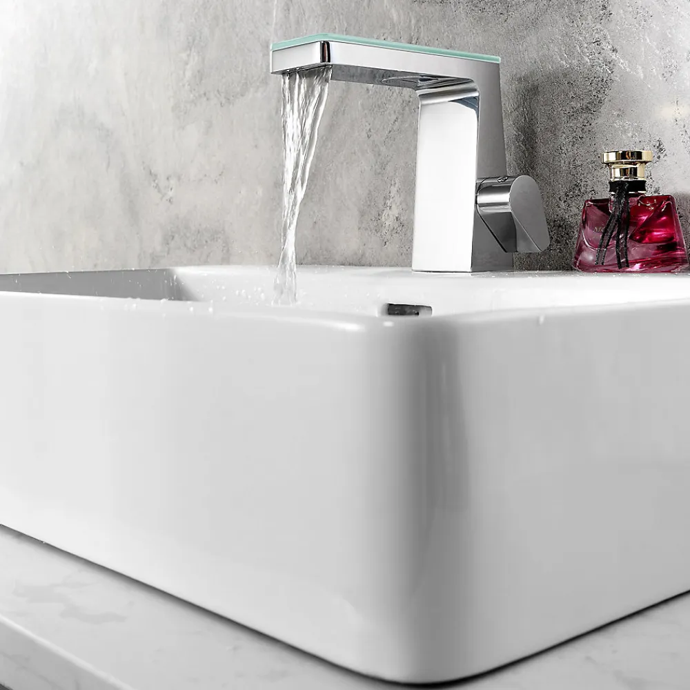 Bernstein Robinet mitigeur pour lavabo ou vasque NT7320 effet cascade - chrome et verre