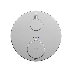 Bernstein Robinet mitigeur thermostatique de douche rond mural encastré Laiton Chrome, Fonction anti-brûlure 14,3cm - VIREO