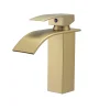 Saniverre Robinet mitigeur TIBRE bec cascade extra-plat or brossé -