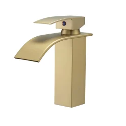 Saniverre Robinet mitigeur TIBRE bec cascade extra-plat or brossé -