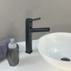 Robinet Lave-Mains|Kroos Robinet mitigeur vasque avec bec extractible Noir- Graffias