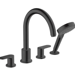 Robinet De Baignoire|Hansgrohe Robinet mélangeur bain douche 4 trous Vernis Blend noir mat
