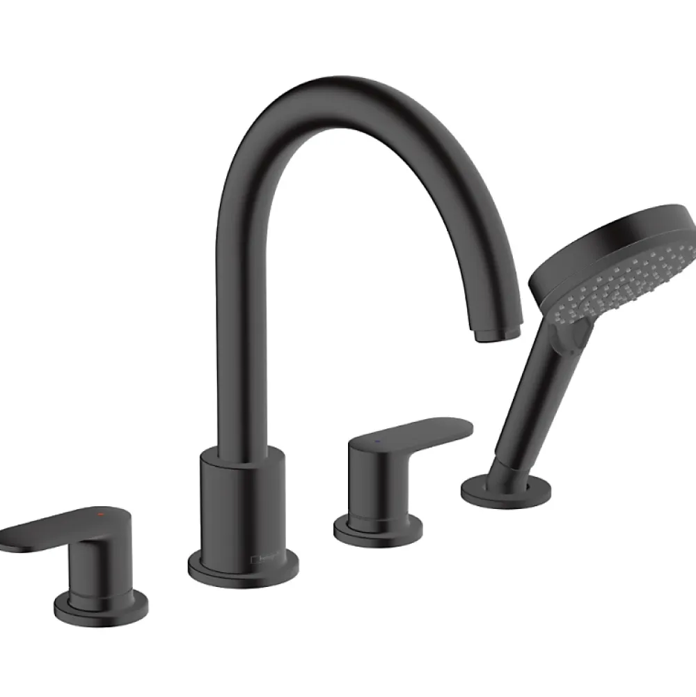 Robinet De Baignoire|Hansgrohe Robinet mélangeur bain douche 4 trous Vernis Blend noir mat