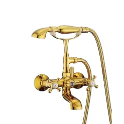 Robinet De Baignoire|Kroos Robinet mélangeur bain-douche mural rétro Doré - Maddalena