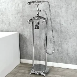 Robinet De Baignoire|Kroos Robinet mélangeur de bain sur pied Chromé - Maddalena
