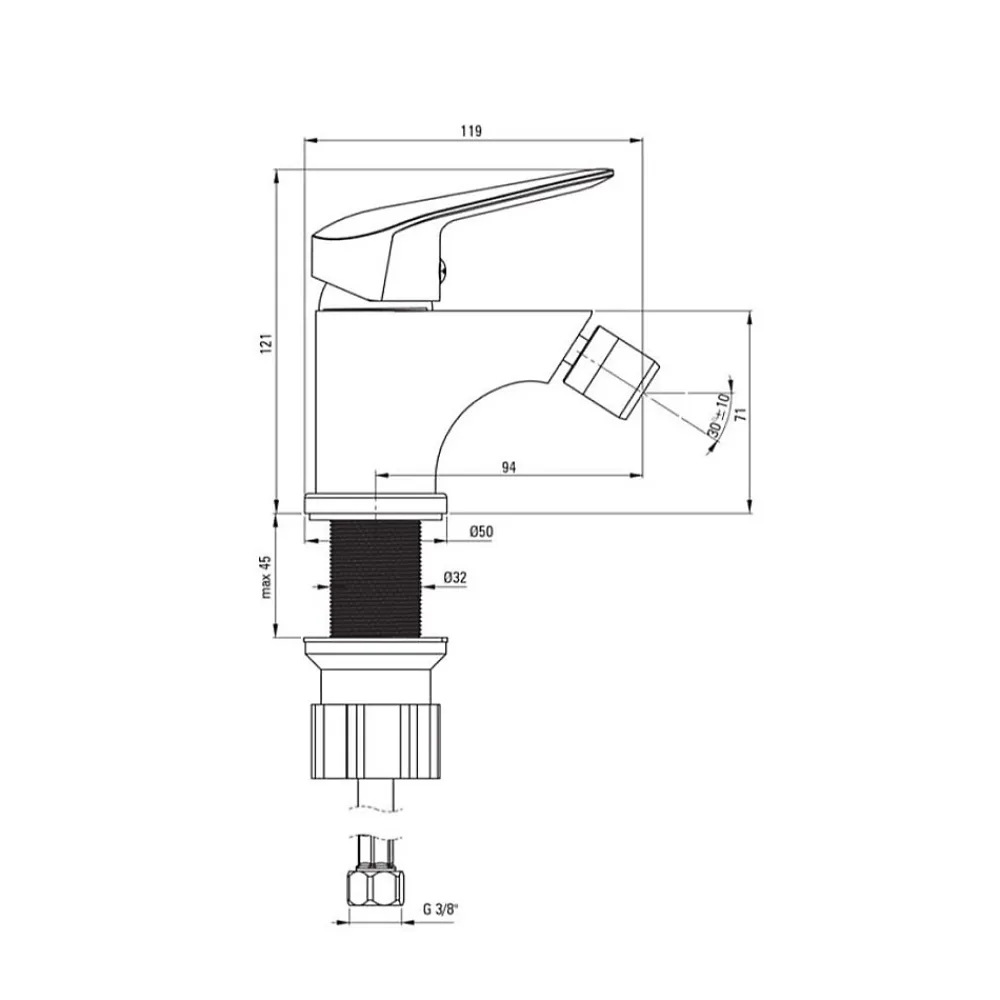 Kiamami Valentina Robinet Monotrou Bidet Noir Mat - Bormio