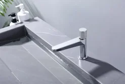 Robinet Lave-Mains|Bernstein Robinet pour lavabo vasque et évier design en laiton peu bruyant et avec aérateur économie d'eau - H. 16,3cm - Chrome