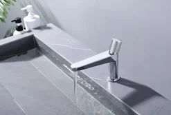 Robinet Lave-Mains|Bernstein Robinet pour lavabo vasque et évier design en laiton peu bruyant et avec aérateur économie d'eau - H. 16,3cm - Chrome
