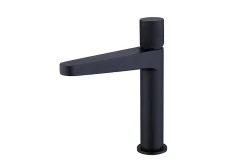 Bernstein Robinet pour lavabo vasque et évier design en laiton peu bruyant et économe en eau - H. 21,5cm - Noir (mat)