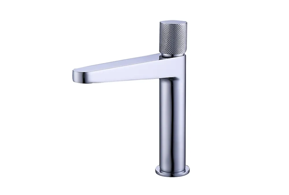 Bernstein Robinet pour lavabo vasque et évier design en laiton peu bruyant et économe en eau - H. 21,5cm - Chrome