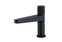 Robinet Lave-Mains|Bernstein Robinet pour lavabo vasque et évier design en laiton peu bruyant et économe en eau - H. 16,3cm - Noir (mat)