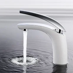 Robinet Lavabo Et Vasque|Homelody Robinet Salle de Bain Blanc Mitigeur de Lavabo En Laiton de Qualité Robinetterie pour Lavabo Hauteur sous Bec 125mm