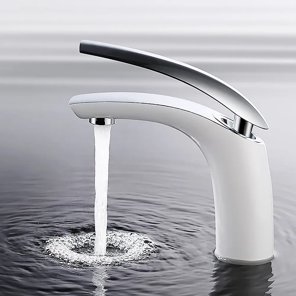 Robinet Lavabo Et Vasque|Homelody Robinet Salle de Bain Blanc Mitigeur de Lavabo En Laiton de Qualité Robinetterie pour Lavabo Hauteur sous Bec 125mm