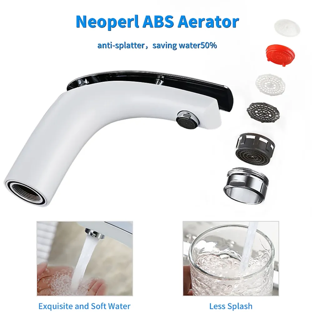 Robinet Lavabo Et Vasque|Homelody Robinet Salle de Bain Blanc Mitigeur de Lavabo En Laiton de Qualité Robinetterie pour Lavabo Hauteur sous Bec 125mm