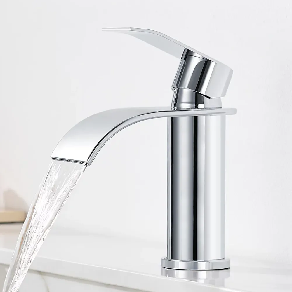 Cecipa Max Robinet Salle de Bain Cascade, Mitigeur lavabo Rond Robinet lavabo Eau Froide/Chaude
