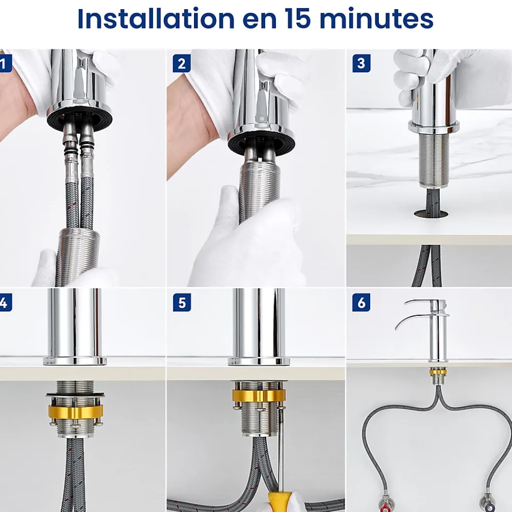 Cecipa Max Robinet Salle de Bain Cascade, Mitigeur lavabo Rond Robinet lavabo Eau Froide/Chaude