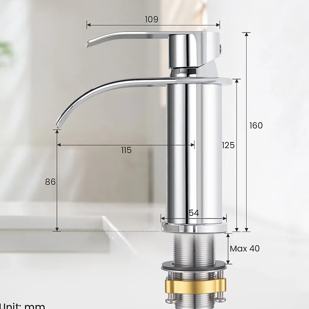 Cecipa Max Robinet Salle de Bain Cascade, Mitigeur lavabo Rond Robinet lavabo Eau Froide/Chaude