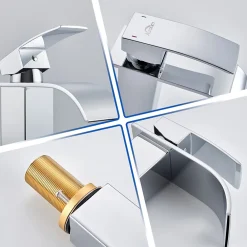 Auralum Max Robinet Salle de Bain Cascade Moderne, Mitigeur de Lavabo - Sortie Douce Sans Éclaboussures