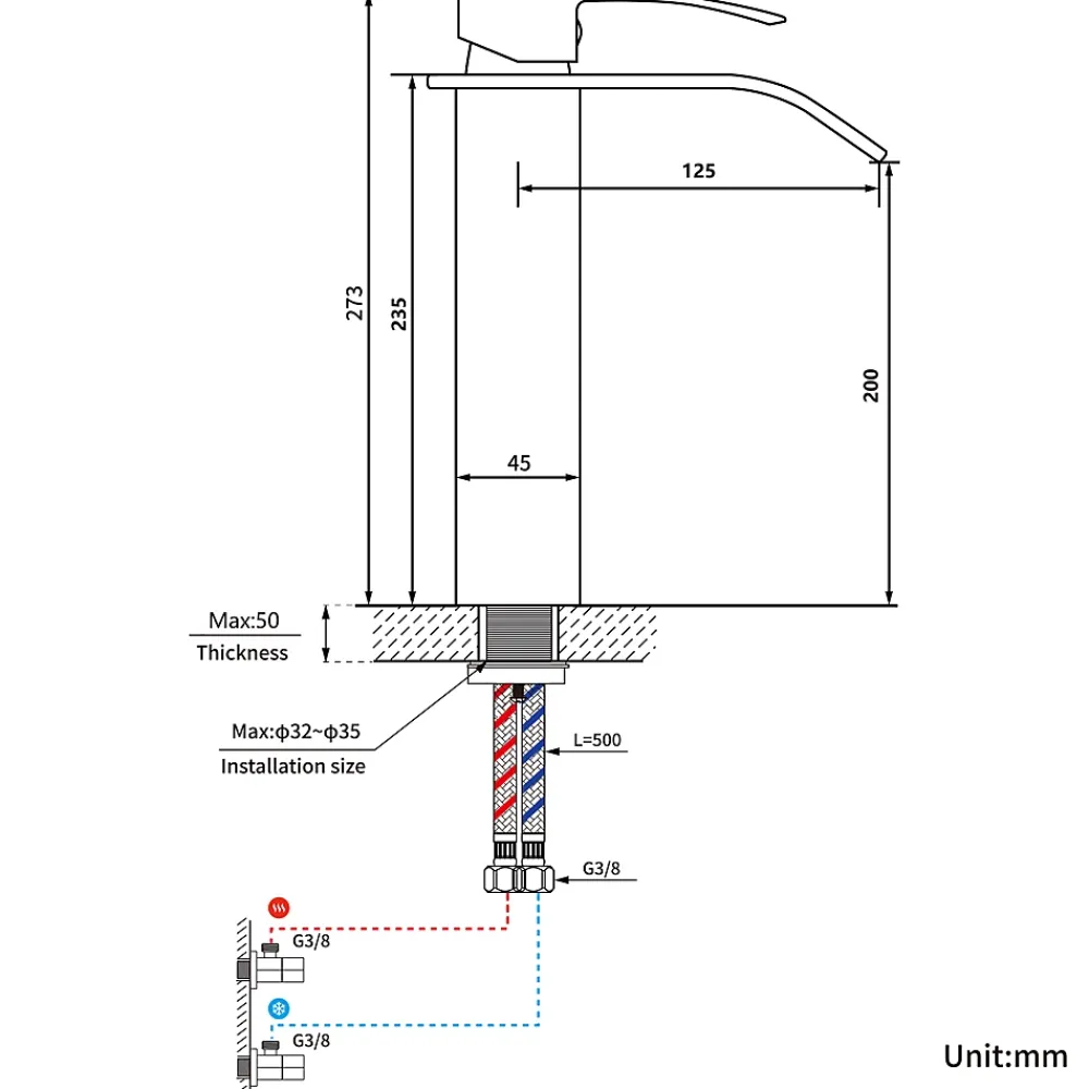 Auralum Max Robinet Salle de Bain Cascade Moderne, Mitigeur de Lavabo - Sortie Douce Sans Éclaboussures