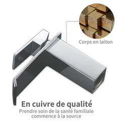 Homelody Robinet Salle de Bain Cascade Robinet de Lavabo en Laiton Mitigeur de Salle de Bain Chromé Forme Carré